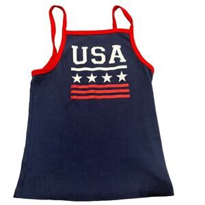 Zoe & Liv Women’s Tank Top Small Red White Blue American Flag Summer (AI6)
